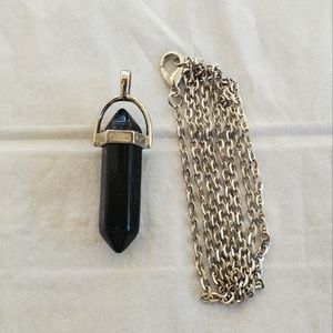 Black Stone necklace with chain